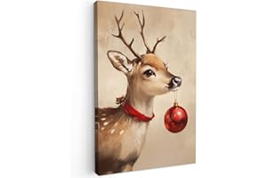 MuchoWow© Stampe Su Tela 60x90 cm Quadro Soggiorno Quadri Camera Da Letto Moderni Accessori Salotto Poster Da Parete Con Cornice Decorazione Regali Natilizie Muro Cervo - Corna - Renna