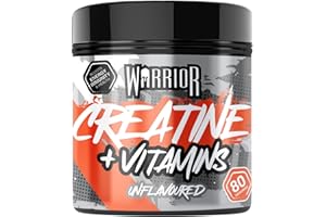 Warrior Creatine Monohydrate Powder + Multivitamin 360g (80 Servings) – Micronised Creatine Powder Supplement for Men & Women – Vitamin D, A, C, E, B Complex, Magnesium, Iron, Zinc – Unflavoured