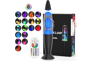 Soarling 16" Lampe à Mouvement Liquide Art Déco, Télécommande 17 Changements de Couleur Veilleuse, Lampe d'Ambiance Rétro pour Décor de Chambre, Cadeau Enfants/Adultes pour Noël, Fête (Noir)