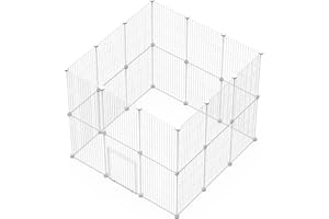 PILIN Pet Playpen, Small Animal Pen with Door,Encrypted Wire Mesh Cages Indoor/Outdoor DIY Metal Pet Fence for Puppy,Rabbit,Kitten,Hamster,Guinea Pig,Turtle,Hedgehog (43 * 32 White 24PCS)