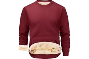 Peakwell Herren Gefütterte Sweatshirts Warm Winter Pullover Thermo Fleecepullover mit Kängurutasche