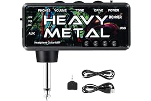 Donner Guitar Headphone Amp Heavy Metal USB Rechargeable Mini Pocket Headphone Amplifier for Electric Guitar