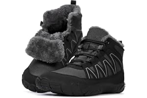 RUYI Winter Barfußschuhe Damen Herren Barfussschuhe Warm Gefüttert Winterschuhe Wasserabweisend Traillaufschuhe Bequem Winterstiefel mit Breite Zehenbox