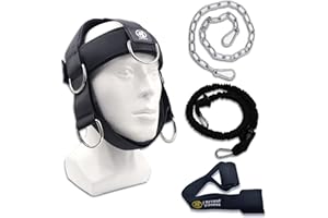 J Bryant Imbracatura regolabile per il collo per sollevamento pesi con fasce di resistenza, ancoraggio per porta e catena per allenamento multifunzionale della forza del collo