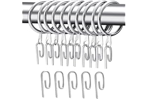 ASIWUJING Metal Curtain Rings Drapery Curtain Hanging Rings with Metal Curtain Hooks for Curtains and Rods, 30 mm Internal Diameter(24 Sets)……