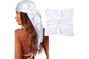 Coubeau Duża kwadratowa satynowa chusta na głowę – jedwabne włosy, kwadratowe włosy, bandany, duży szal do spania dla kobiet