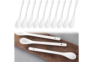 MEIN HERZ 10 Pz Cucchiaio in Ceramica, Cucchiaino per Uova in Porcellana Cucchiaino per Uova Bianche Cucchiaino da tè Cucchiaino per Servire Cucchiaino da Caffè Cucchiaio da Dessert