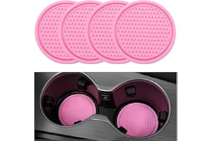 SINGARO Car Cup Coaster, 4PCS Universal Non-Slip Cup Holders Embedded in Ornaments Coaster, Car Interior Accessories, Pink