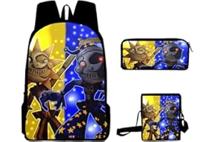OSRDFV FNAF Sac à dos 3 pièces Ensemble cartable FNAF Sundrop et Moondrop Sac à dos avec trousse pour étudiants, enfants, adolescents