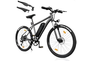 Finbike M10S Electric Bike Adults, 26" Electric Mountain Bike with 36V 15.6Ah Battery, 80KM Range Electric Bicycle, 5 Speed Levels & 7-Speed Derailleur, LCD Display with USB Port, E-Bike for Adults