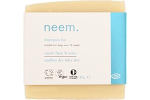 PIKE'S POUCHES Neem Oil & Tea Tree Dog Shampoo Soap Bar for Fleas & Mites 80g – Natural Treatment & Insect Repellent | Soothes Itchy Skin | Hypoallergenic Dog Shampoo Suitable for Sensitive Skin | Organic & Vegan