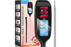 Antonki Termometro da Cucina Digitale Istantaneo con Sonda Extra Lunga 14 cm per Alimenti Carne Barbecue Zucchero Olio Frittura e Liquidi - Display Retroilluminato + Batteria Inclusa