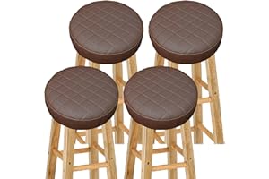 HKJGNH Wasserdicht Barhocker-Bezug Rund mit 5CM Schaumstoff Gepolstert Kissen, 4/2 Stück PU-Leder Hocker Hussen für Barhocker Stuhlhussen Sitzkissen Bürostuhl Hocker Abdeckung Sitzkissenbezug(#2,35*5(4PCS))