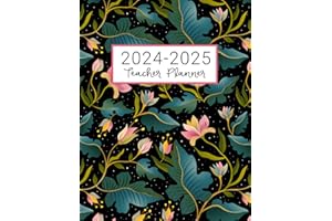 Teacher Planner: Lesson Plan for Class Organization | Weekly and Monthly Agenda | Academic Year August - July | Pink Floral Print (2019-2020)