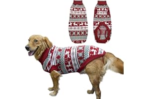 Vehomy Weihnachtspullover für Hunde, Winter-Strickwaren, klassischer warmer Rollkragenpullover, Rentier, Schneeflocke, Argyle, Pullover für mittelgroße und große Hunde, XXL