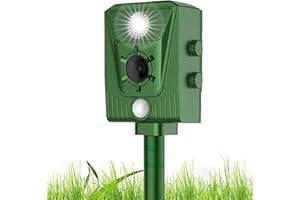 WARDBES Waterproof Cat Repellent,Ultrasonic Cat Repellent,Ultrasonic Dog Chaser,Solar Powered Animal Scarer Repellent for Garden,USB Charge,Flashing Lights Outdoor