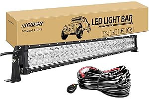 RIGIDON 32 Pulgadas 80 cm 180W barra de luz led y 12V kit de cableado, Barras luminosas led para off road camión coche ATV SUV 4x4 barco, lámpara de conducción 6000K, foco y luz inundacion combo