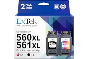 LxTek 560 XL 561 XL Cartuchos de Tinta Replacement para Canon 560 561 XL PG 560 CL 561 para Canon Pixma TS5350 TS5351 TS5352 TS5353 TS7450 TS7451 (Negro y Tricolor)