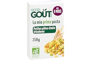 GOOD GOÛT - Petites Pâtes Étoiles Tricolores - Dès 8 Mois - Fondantes - Fabriquées En Italie - Cuisson 11 Min - 250g