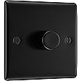 BG Electrical Intelligent Single Wall Dimmer Switch, 2 Way, Raised Profile, Round Edges, Nexus Metal, Matt Black, 200W, NFB81