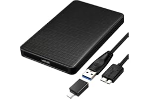 EasyULT Case HDD/SSD 2,5″ SATA, USB 3.0 Enclosure Hard Disk Esterno Box Caso SATA I II III HDD SSD 9.5mm e 7mm, Custodia Disco Rigido con UASP 5Gbps, con OTG Adattatore(Nero)