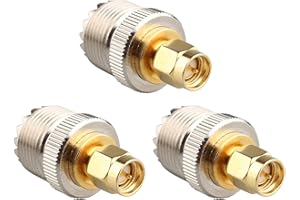 Jopto Lot de 3 Connecteurs Coaxiaux UHF Femelle vers SMA Mâle RF Mâle (Broches) vers UHF PL-259 SO-239 pour Prise Antenne Portative PL259 Convertisseur d'antenne Radio RF à Deux Voies