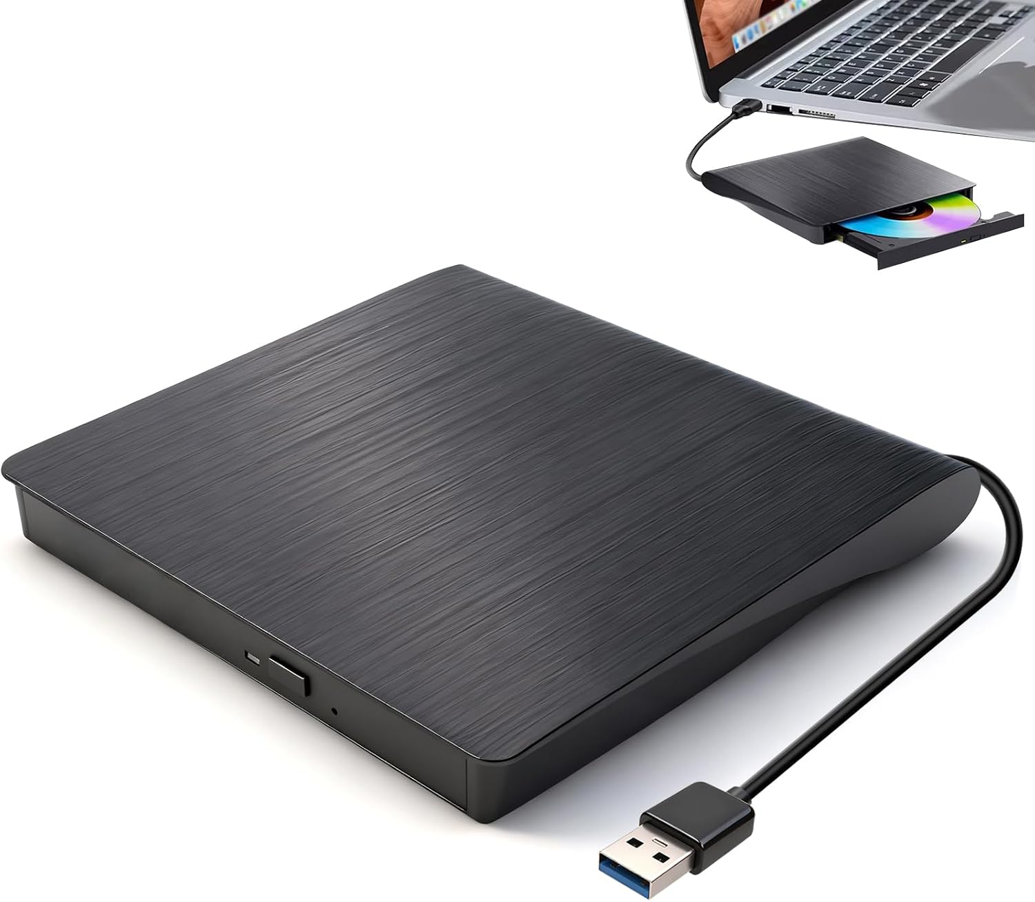 Veridius External CD DVD Drive for USB 3.0 Slim Portable CD DVD Drive Player Burner Writer Reader Rewriter Optical Disc for Laptop PC Desktop Mac IOS Macbook Pro Windows 11 10 8 7 / XP Vista Linux