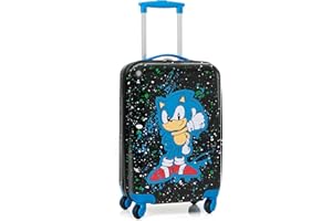 Sonic The Hedgehog Cabine Valise Enfants | Garçons Filles Ados Jeu Film Rapide Hérisson Animé Noir Petit Couverture Rigide Carry on Poignée Extensible