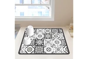 REESTBOO Abtropfmatte, Saugfähige Abtropfmatte Geschirr Kaffeemaschine Abtropfmatte, Rutschfest Geschirrabtropfmatte Saugstarke Trockenmatte für Küche Kaffeemaschine Bad (Grau, 40 x 50cm)