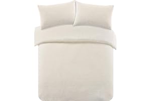 Brentfords Poszewka na kołdrę z polaru z poszewką na poduszkę, termiczna, puszysta, ciepła, miękka pościel, kremowy beż - podwójna