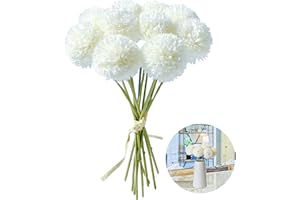 STOOKI 12 Bolas Flores Artificiales Ramos de Flores Artificiales crisantemo Artificial Adecuadas para Arreglos Florales, Decoraciones de Fiestas en El Jardín del Hogar, Bodas, Centros de Mesa (Blanco)