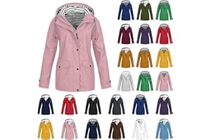 RLEHJN Manteaux Imperméables Vestes Femme Coupe Grande Taille Pardessus Épais Couleur Unie Rayé avec Cordon À Capuche Manteau de Neige Veste Vêtements D'Extérieur Automne Hiver