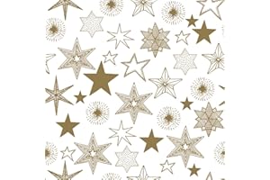 DAISY 3-Ply Xmas Decoupage Tissue Paper Napkins Decorative Christmas Serviettes 33cm x 33cm - Pack of 20 (Gold Stars)