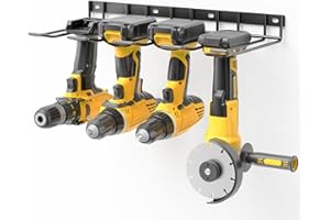 Yeabett Power Tool Storage - Wall Mounted Floating Shelf Rack for Cordless Drills - 4 Drill Holders