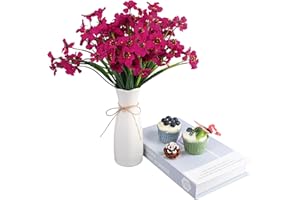 Hywean Homd 12 Ramos de Flores Artificiales Exterior, Flores Artificiales Decoracion Reales y Naturales, Flor Artificial para Interiores Exteriores Macetas Jardín Porche Terraza Decoración.（Rosa Rojo