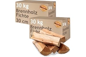 ‎FLAMEUP Brennholz Fichte Kaminholz 5-500 kg Holz 30 cm Für Ofen und Kamin Kaminofen Feuerschale Grill Feuerholz Holzscheite Wood Kammergetrocknet Flameup, Menge:60 kg