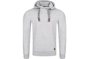 riverso Męski sweter z kapturem RIVNiklas Pullover Hoodie Kieszenie kangurka Cross-Over Kołnierz regularny, jednokolorowy, bawełna, szary, brązowy, zielony, czerwony, niebieski, czarny, S, M, L, XL, 2XL, 3XL, 5XL