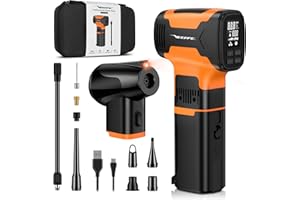 VEEAPE 3IN1 Compressore Aria Portatile, 160PSI Gonfiatore Bici Elettrico con 7500mAH Batteria, Mini Gonfiatore Auto Pompa con Display LCD Luce a LED. Come Soffiatore Elettrico e sgonfiato Pump