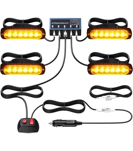 Feux Stroboscopiques LED COB 12V 9 Modes - Lumière Avertissement Urgence Pour Voiture Camion SUV, Fixation Vis