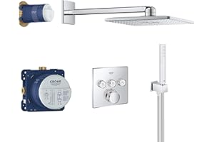 ‎GROHE GROHE Grohtherm SmartControl - Duschsystem-Set inkl. Unterputz-Thermostat (einfache Montage, Wellness-Duscherlebnis, intuitive Bedienung), eckig, chrom, 34706000