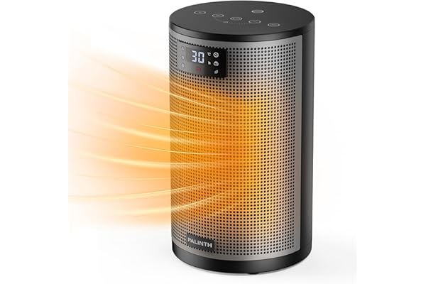 PALINTH Calefactor Bajo Consumo,1500W PTC Ceramico Radiador Electrico, 4 Modos, Temporizador 8H, Modo ECO, Protección Sobrecalentamiento/Vuelco Apto interior