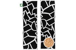 ‎HERBALIND HERBALIND Kirschkernkissen 50x15 cm 3-Kammer schwarz-weiß Grafik – 630gr Kirschkerne & 100% Baumwolle - Natürliches Wärmekissen Mikrowelle & Backofen – Wärmflasche Handmade in Germany (geometrisch)