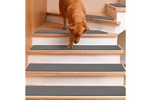 GOYLSER Treppenstufen Matten Stufenmatten Anti-Rutsch Treppenmatten,Treppenteppich Rechteckig Rutschschutz Stufenteppich Treppenvorleger für Kinder Haustiere Tiefes Grau(76x20cm/15 Stück)