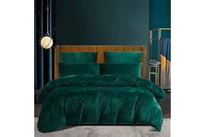 Luofanfei Fleece Winter Plüsch Bettwäsche 135x200 Dunkelgrün Grün Warme Kuschel Samt Flauschige Bettwäsche Set Cashmere Touch Microfaser Fleece Bettbezug Winter 135/200 mit Kopfkissenbezüge 80x80 cm