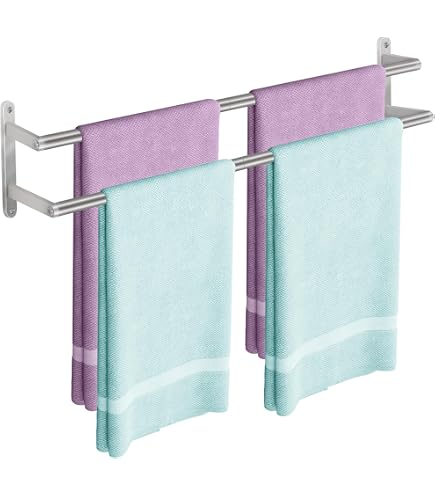 Tanice Double Towel Rail – Retractable 40-70cm Stainless Steel Wall Mount, With Hooks For Bathroom Or Kitchen