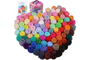 Axmru Needle Felting Kit 96 Colors Wool Roving Yarn Needle Felting Wool Needle Felting Starter Kit with 4-Layer Transparent Storage Box for DIY Hand Spinning and DIY Creations