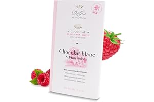‎DOLFIN Dolfin Weiße Schokolade mit Himbeeren - Cremige Schokolade mit intensiver Himbeere - Gourmet-Schokolade, Geschenk für Anlässe wie Geburtstag, Valentinstag - Hergestellt in Belgien, 70 g Tafel