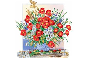DEMIAWAKING Rahmen Blumen Diamantmalerei 5D DIY Diamond Painting Bilder Speziell Teilweise Bohrer Wanddeko 30x30cm (10)