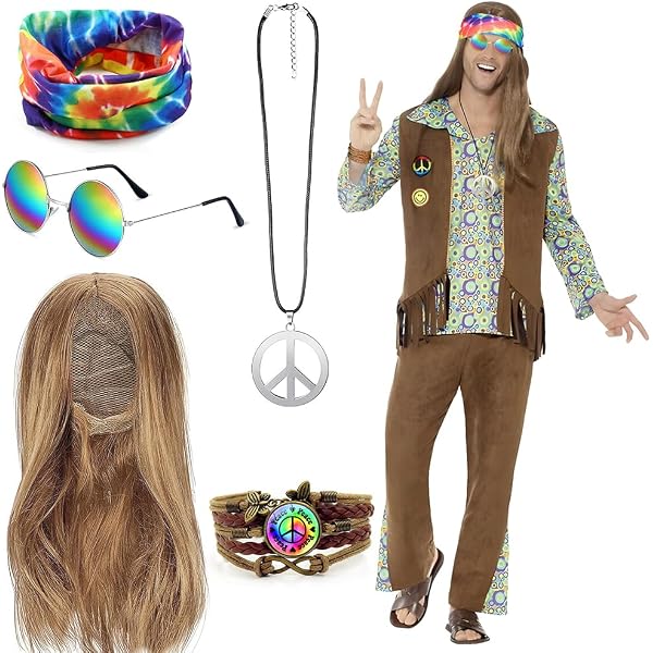 Gilet Hippie à Franges Pour Homme - Style Années 70, Longueur Longue - Pour Carnaval, Festival, Soirée Déguisée Ou Costume Disco