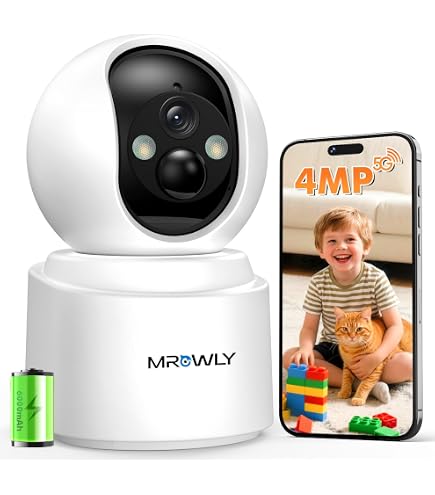 Telecamera Wi-Fi Interna 2.5K A Batteria 6000mAh – 360°, Rilevamento PIR, Visione Notturna A Colori, 2.4/5 GHz (2 Pezzi)